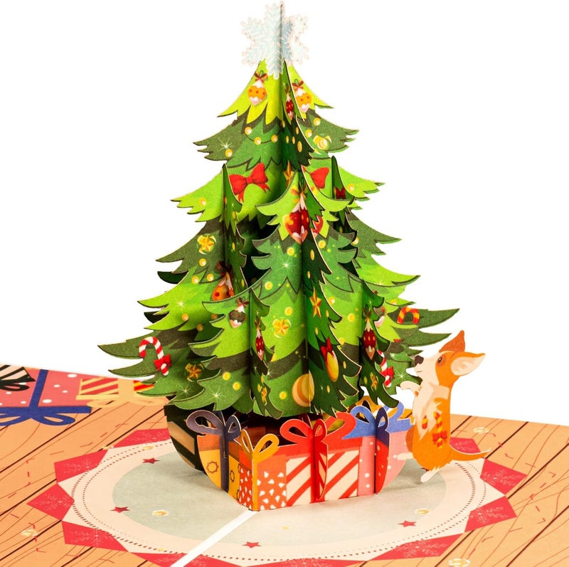 Baomei Christmas Card With Square Front, Self-Printed Handmade Christmas Tree Ink-Style 3D Pop-Up Greeting Card, 2026 New Year Greeting Card - Image 5